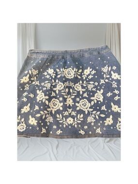 Savanna Jane Embroidered Denim Skirt Floral Boho Western Style Size Large